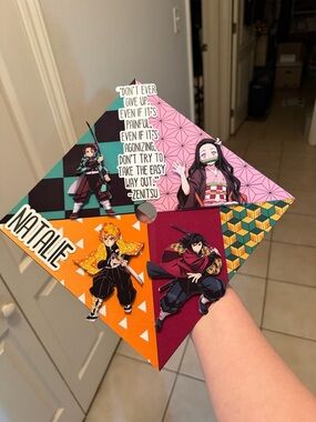 Custom Anime demon slayer  Graduation Cap - Colorful Character Collage